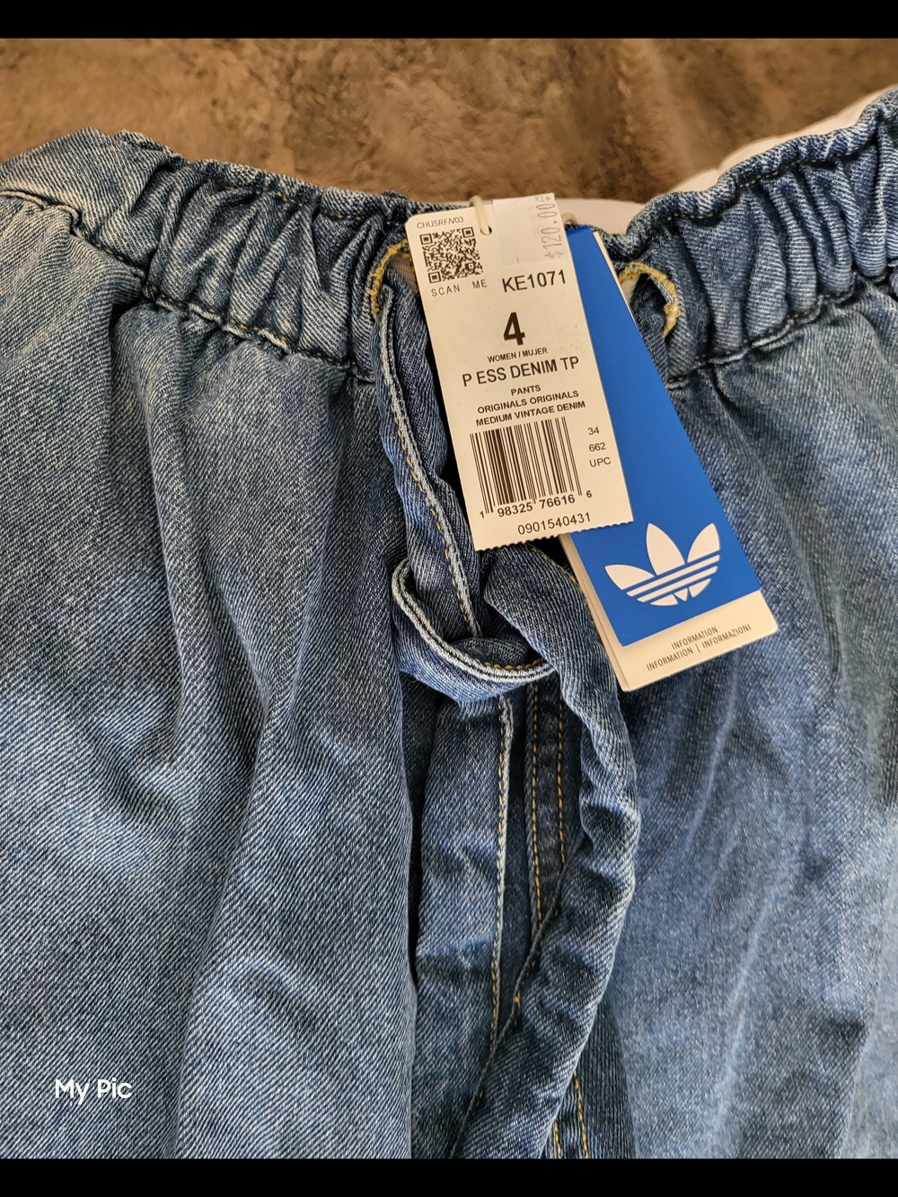 adidas Light Blue Denim Jogger Pants with Drawstring